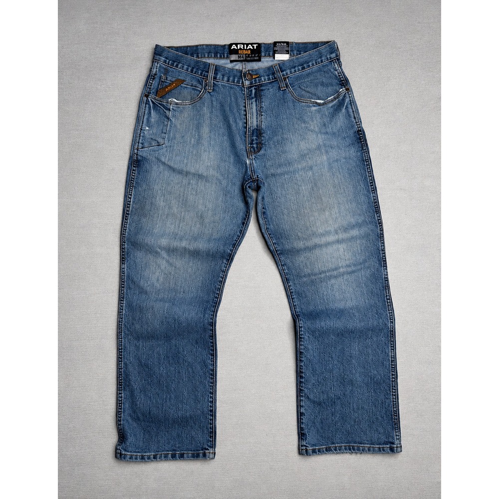 Ariat Rebar M4 Low Rise Boot Cut Jeans Mens 36x30 Whiskering Western Workwear - Picture 1 of 10